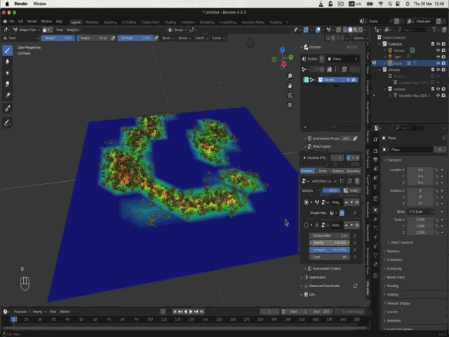 Scatter grass automatically